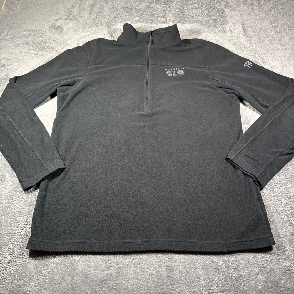 Mountain Hardwear Mens Black Quarter Zip Microfleece Pullover Jacket Large